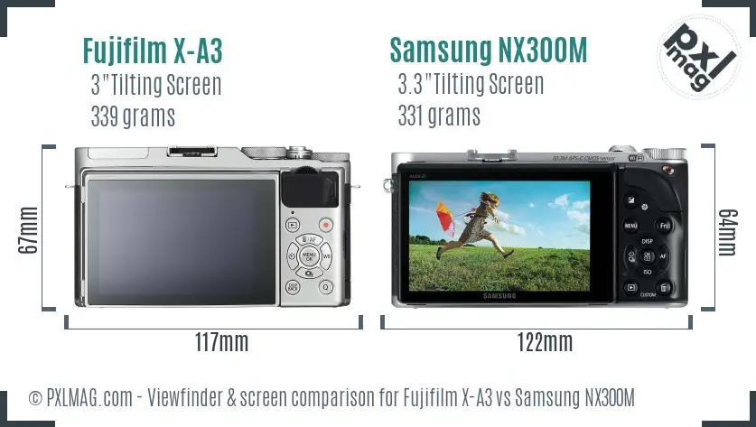 Fujifilm X-A3 vs Samsung NX300M Screen and Viewfinder comparison