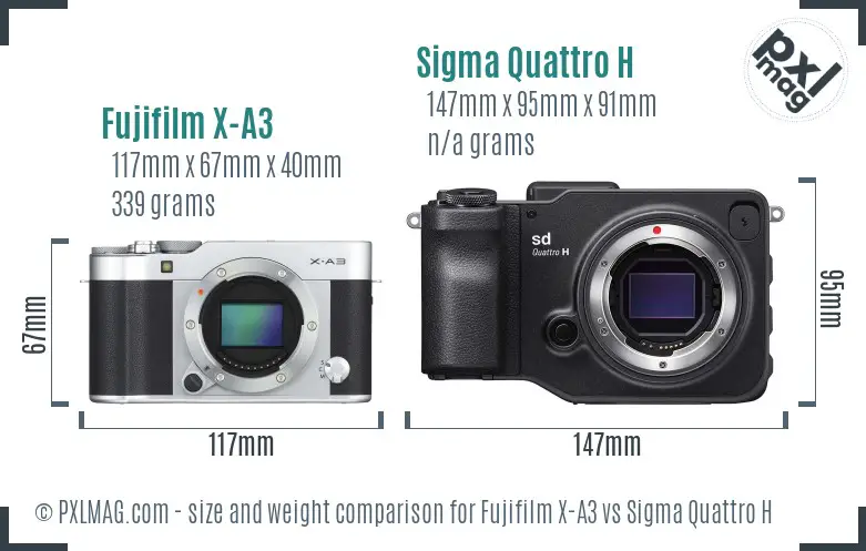 Fujifilm X-A3 vs Sigma Quattro H size comparison