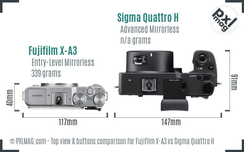 Fujifilm X-A3 vs Sigma Quattro H top view buttons comparison