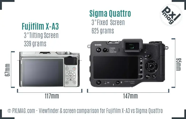 Fujifilm X-A3 vs Sigma Quattro Screen and Viewfinder comparison