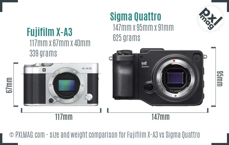 Fujifilm X-A3 vs Sigma Quattro size comparison