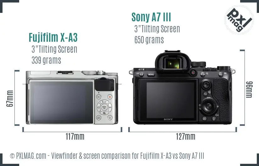 Fujifilm X-A3 vs Sony A7 III Screen and Viewfinder comparison Fujifilm X-A3 vs Sony A7 III Screen and Viewfinder comparison