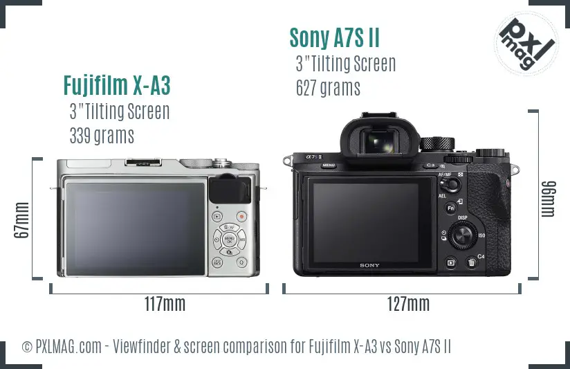 Fujifilm X-A3 vs Sony A7S II Screen and Viewfinder comparison