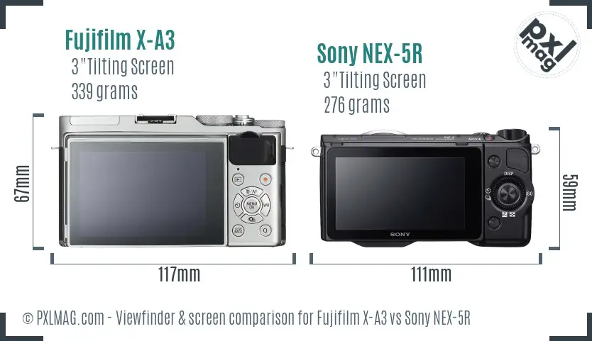 Fujifilm X-A3 vs Sony NEX-5R Screen and Viewfinder comparison