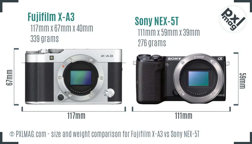 Fujifilm X-A3 vs Sony NEX-5T size comparison Fujifilm X-A3 vs Sony NEX-5T size comparison