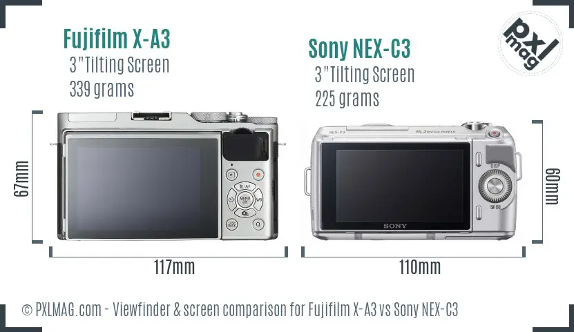 Fujifilm X-A3 vs Sony NEX-C3 Screen and Viewfinder comparison