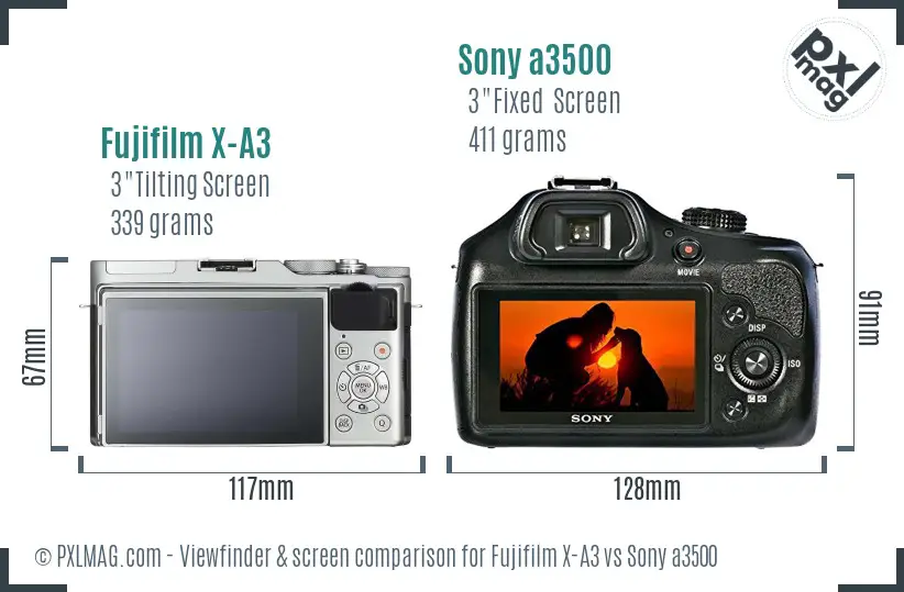Fujifilm X-A3 vs Sony a3500 Screen and Viewfinder comparison