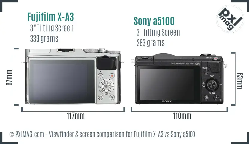 Fujifilm X-A3 vs Sony a5100 Screen and Viewfinder comparison