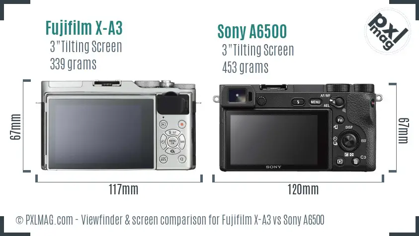 Fujifilm X-A3 vs Sony A6500 Screen and Viewfinder comparison Fujifilm X-A3 vs Sony A6500 Screen and Viewfinder comparison
