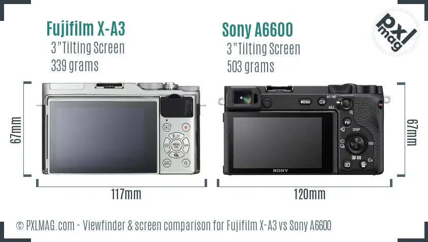 Fujifilm X-A3 vs Sony A6600 Screen and Viewfinder comparison