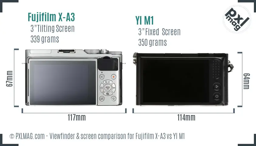 Fujifilm X-A3 vs YI M1 Screen and Viewfinder comparison