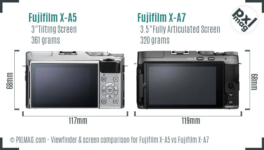 Fujifilm X-A5 vs Fujifilm X-A7 Screen and Viewfinder comparison