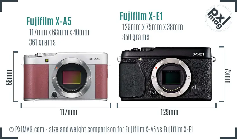 Fujifilm X-A5 vs Fujifilm X-E1 size comparison