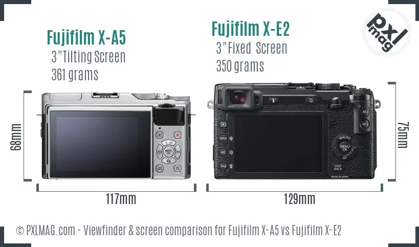 Fujifilm X-A5 vs Fujifilm X-E2 Screen and Viewfinder comparison