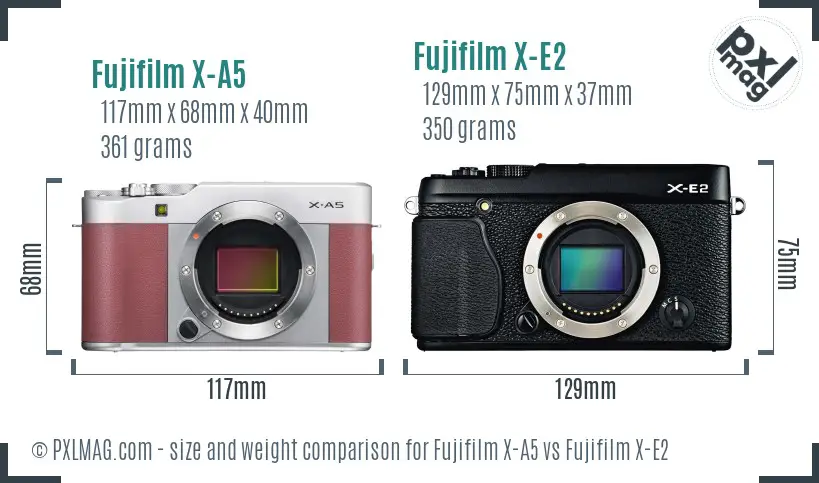 Fujifilm X-A5 vs Fujifilm X-E2 size comparison