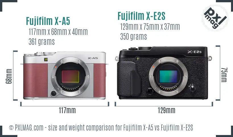 Fujifilm X-A5 vs Fujifilm X-E2S size comparison
