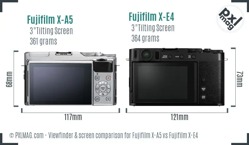 Fujifilm X-A5 vs Fujifilm X-E4 Screen and Viewfinder comparison