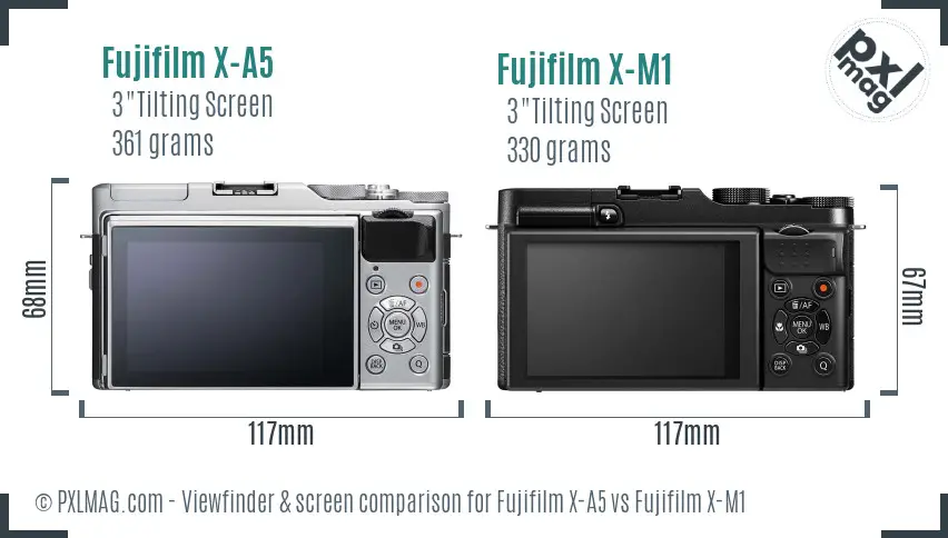 Fujifilm X-A5 vs Fujifilm X-M1 Screen and Viewfinder comparison