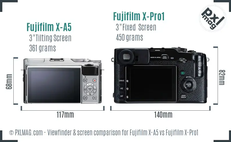 Fujifilm X-A5 vs Fujifilm X-Pro1 Screen and Viewfinder comparison