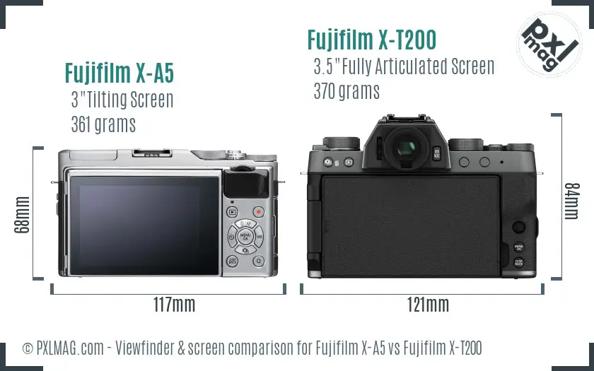 Fujifilm X-A5 vs Fujifilm X-T200 Screen and Viewfinder comparison