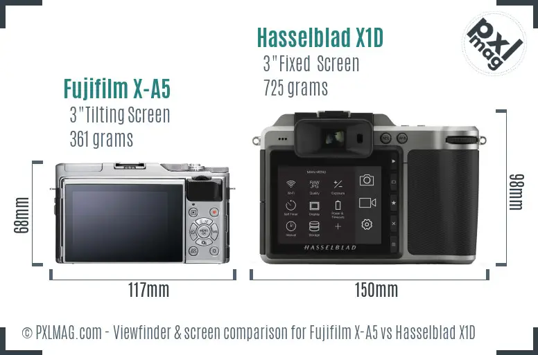 Fujifilm X-A5 vs Hasselblad X1D Screen and Viewfinder comparison