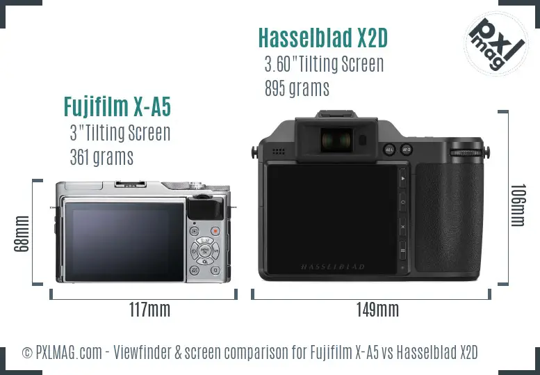 Fujifilm X-A5 vs Hasselblad X2D Screen and Viewfinder comparison