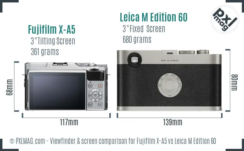 Fujifilm X-A5 vs Leica M Edition 60 Screen and Viewfinder comparison
