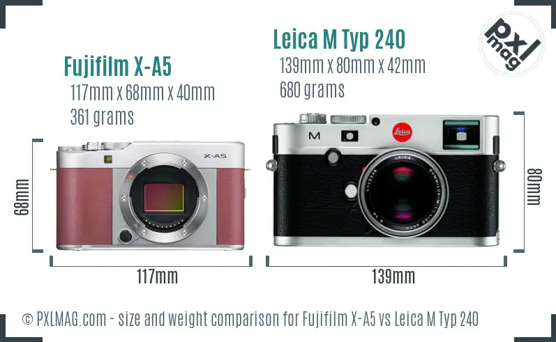 Fujifilm X-A5 vs Leica M Typ 240 size comparison