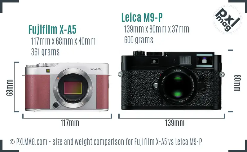 Fujifilm X-A5 vs Leica M9-P size comparison