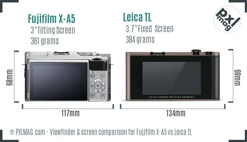 Fujifilm X-A5 vs Leica TL Screen and Viewfinder comparison Fujifilm X-A5 vs Leica TL Screen and Viewfinder comparison