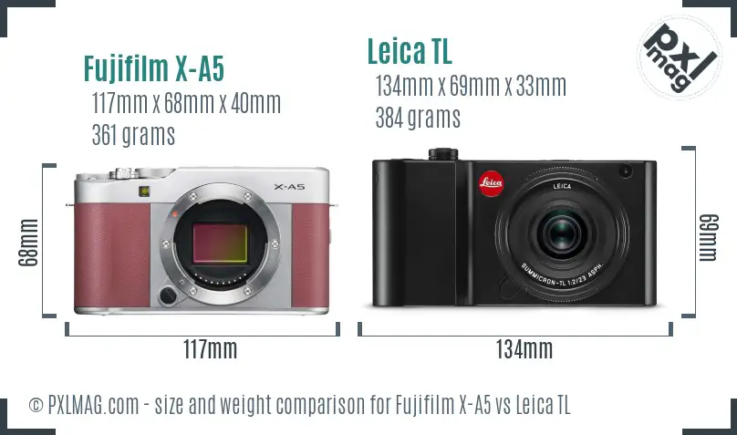 Fujifilm X-A5 vs Leica TL size comparison Fujifilm X-A5 vs Leica TL size comparison
