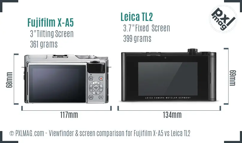 Fujifilm X-A5 vs Leica TL2 Screen and Viewfinder comparison