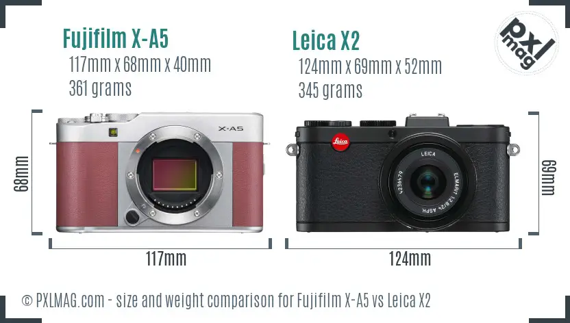 Fujifilm X-A5 vs Leica X2 size comparison Fujifilm X-A5 vs Leica X2 size comparison