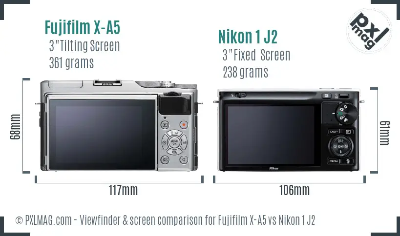 Fujifilm X-A5 vs Nikon 1 J2 Screen and Viewfinder comparison