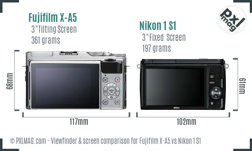 Fujifilm X-A5 vs Nikon 1 S1 Screen and Viewfinder comparison