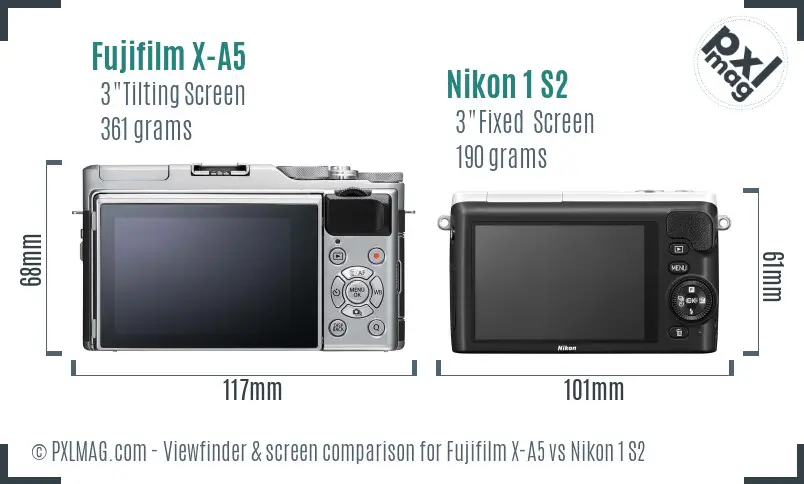 Fujifilm X-A5 vs Nikon 1 S2 Screen and Viewfinder comparison