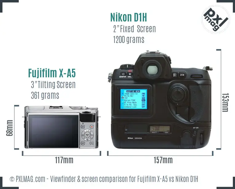 Fujifilm X-A5 vs Nikon D1H Screen and Viewfinder comparison
