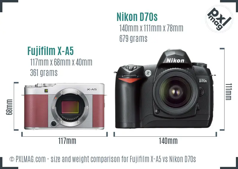 Fujifilm X-A5 vs Nikon D70s size comparison