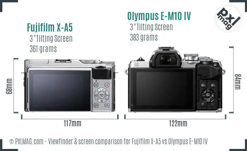 Fujifilm X-A5 vs Olympus E-M10 IV Screen and Viewfinder comparison