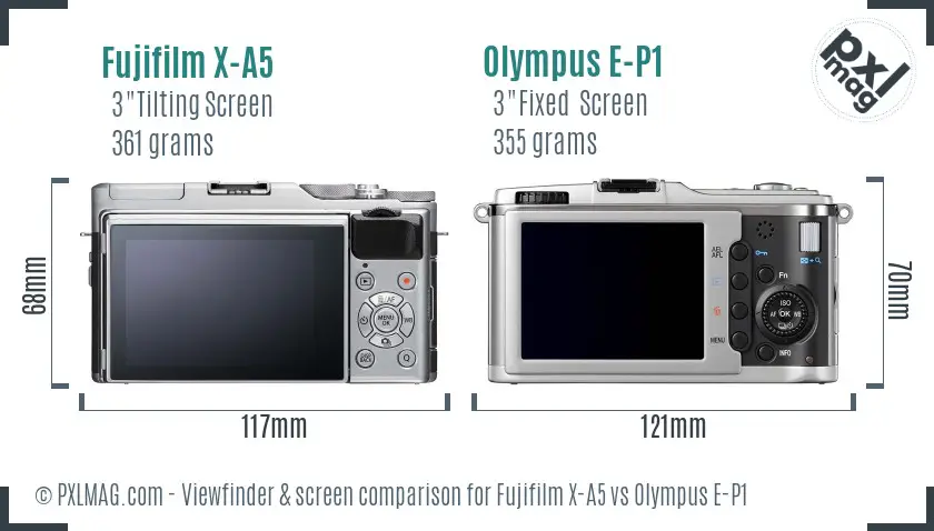 Fujifilm X-A5 vs Olympus E-P1 Screen and Viewfinder comparison