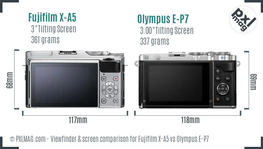 Fujifilm X-A5 vs Olympus E-P7 Screen and Viewfinder comparison