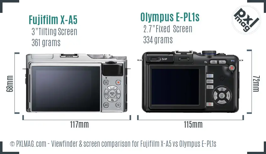 Fujifilm X-A5 vs Olympus E-PL1s Screen and Viewfinder comparison
