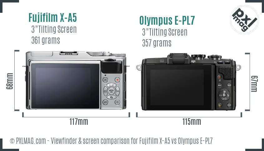 Fujifilm X-A5 vs Olympus E-PL7 Screen and Viewfinder comparison