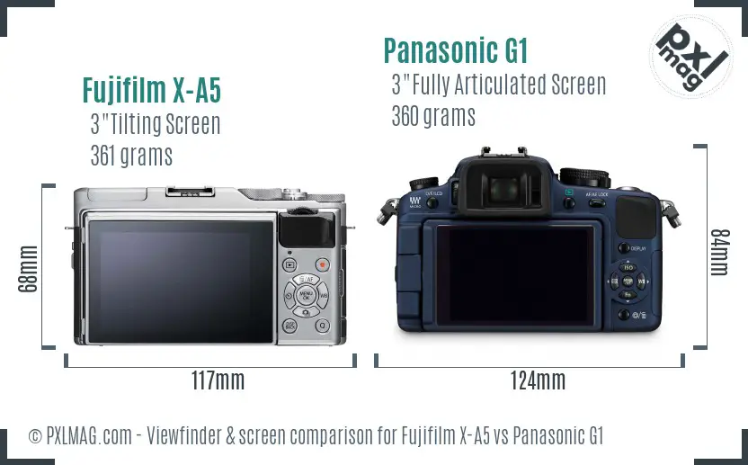 Fujifilm X-A5 vs Panasonic G1 Screen and Viewfinder comparison