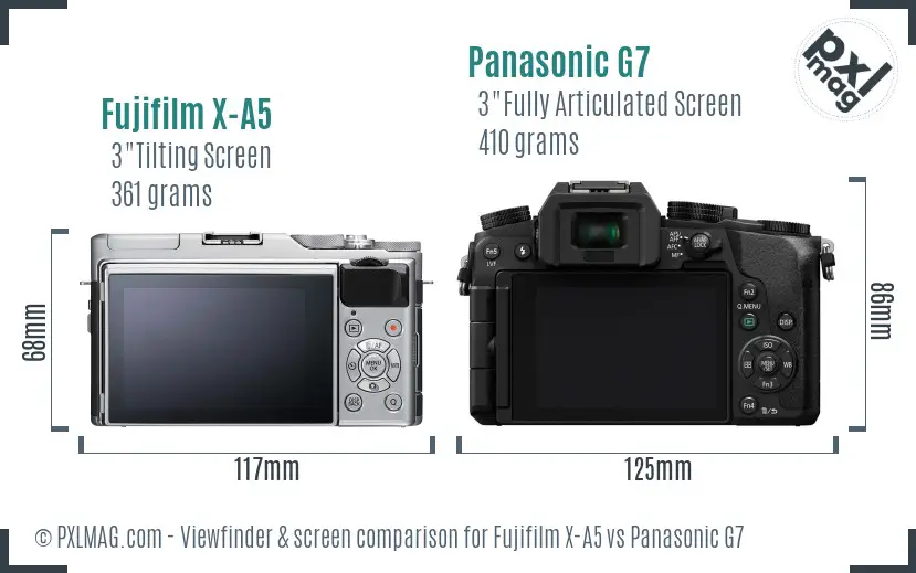 Fujifilm X-A5 vs Panasonic G7 Screen and Viewfinder comparison Fujifilm X-A5 vs Panasonic G7 Screen and Viewfinder comparison