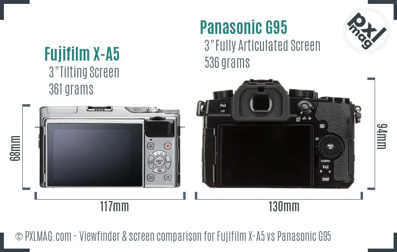 Fujifilm X-A5 vs Panasonic G95 Screen and Viewfinder comparison