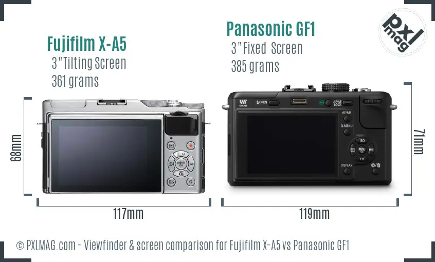 Fujifilm X-A5 vs Panasonic GF1 Screen and Viewfinder comparison