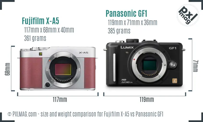 Fujifilm X-A5 vs Panasonic GF1 size comparison