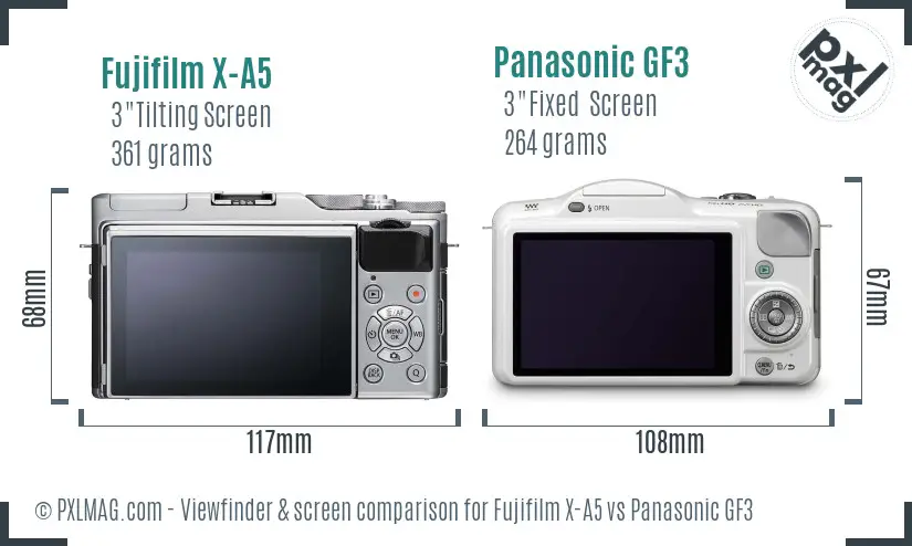 Fujifilm X-A5 vs Panasonic GF3 Screen and Viewfinder comparison