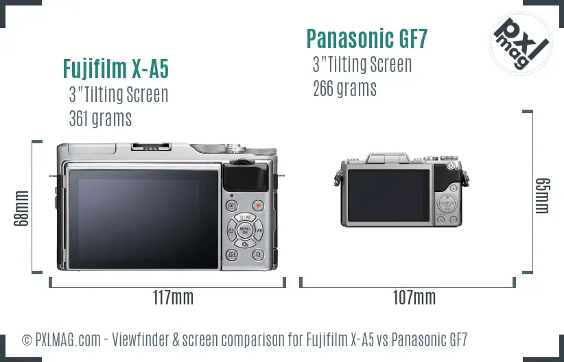 Fujifilm X-A5 vs Panasonic GF7 Screen and Viewfinder comparison